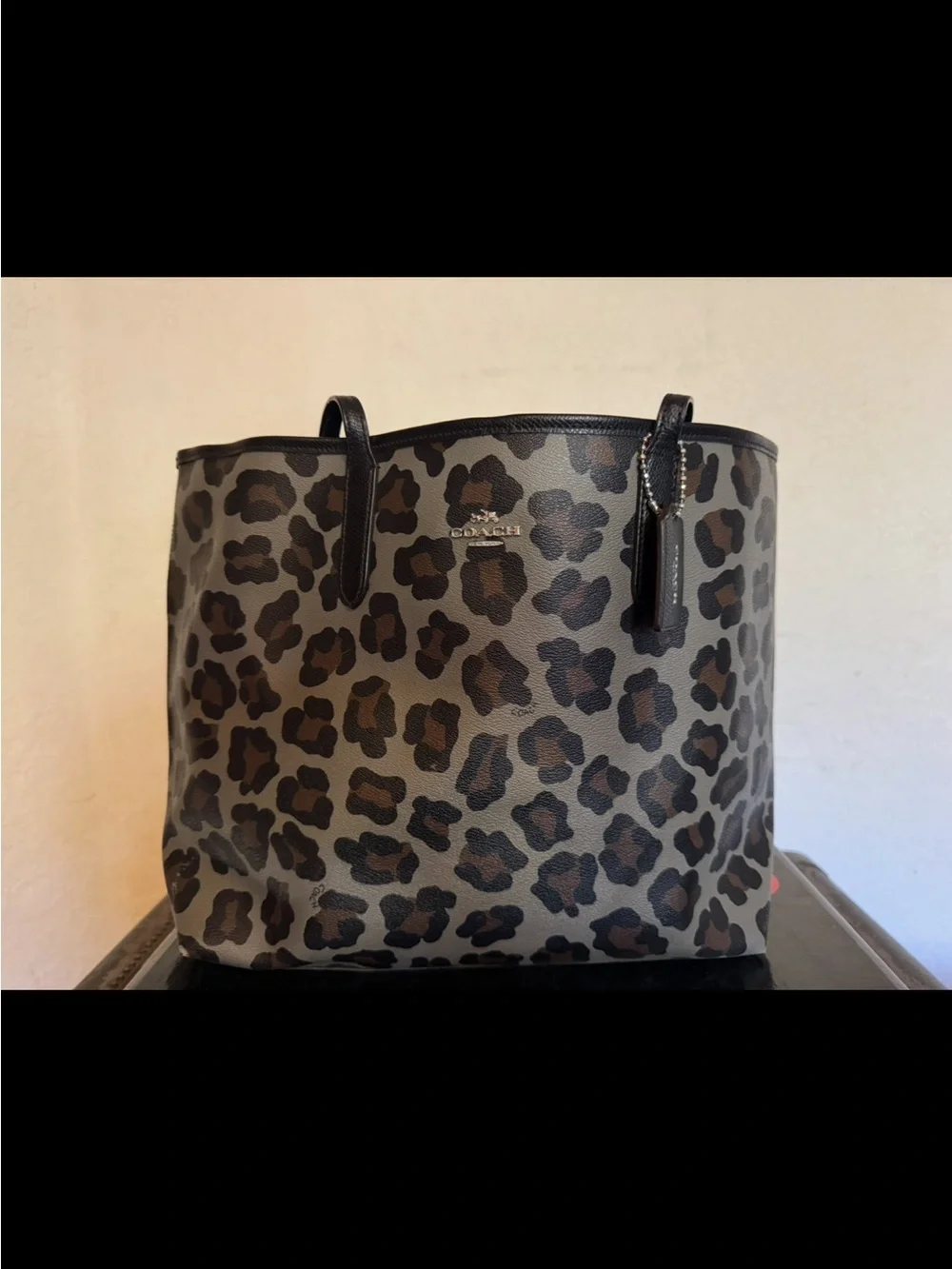 Coach Leopard-Print Tote in Brown and Black